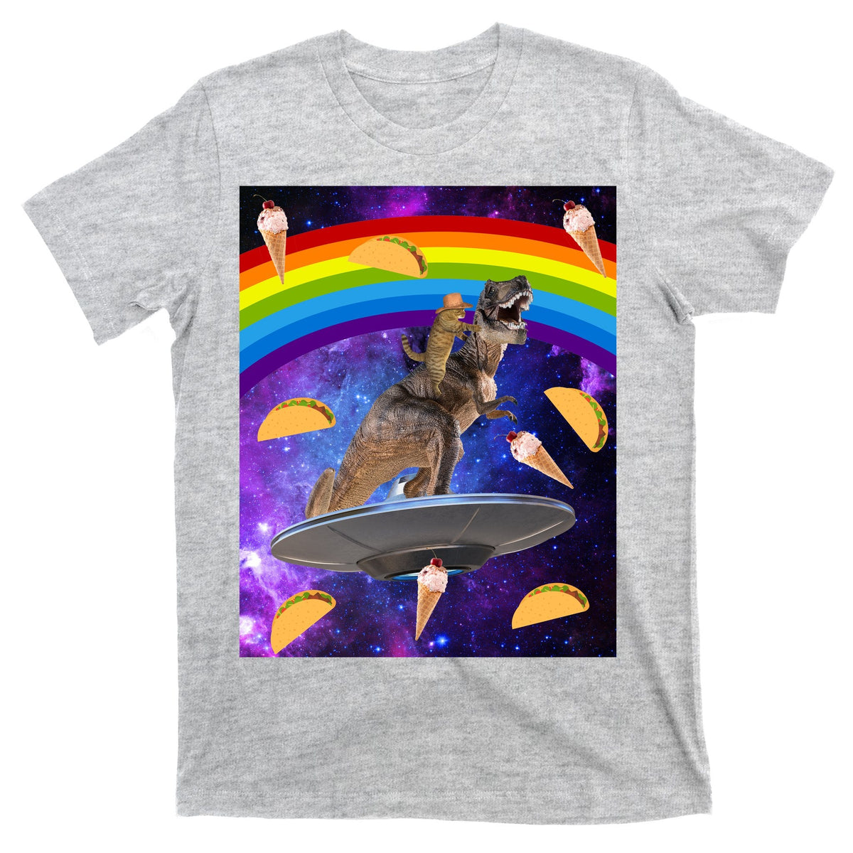 Taco Kitty Riding T-Rex Rainbow Space Cat T-Shirt product image 9