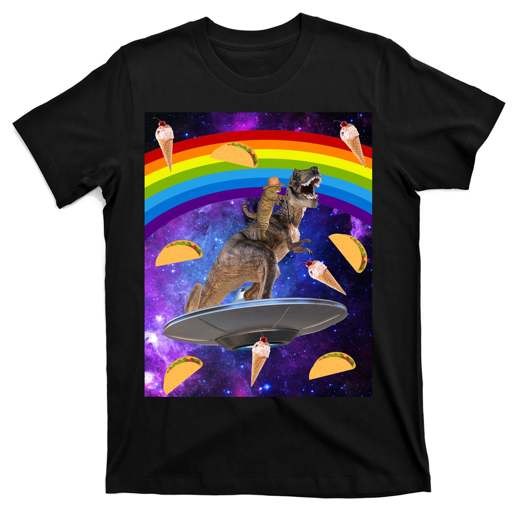 Taco Kitty Riding T-Rex Rainbow Space Cat T-Shirt product image 7