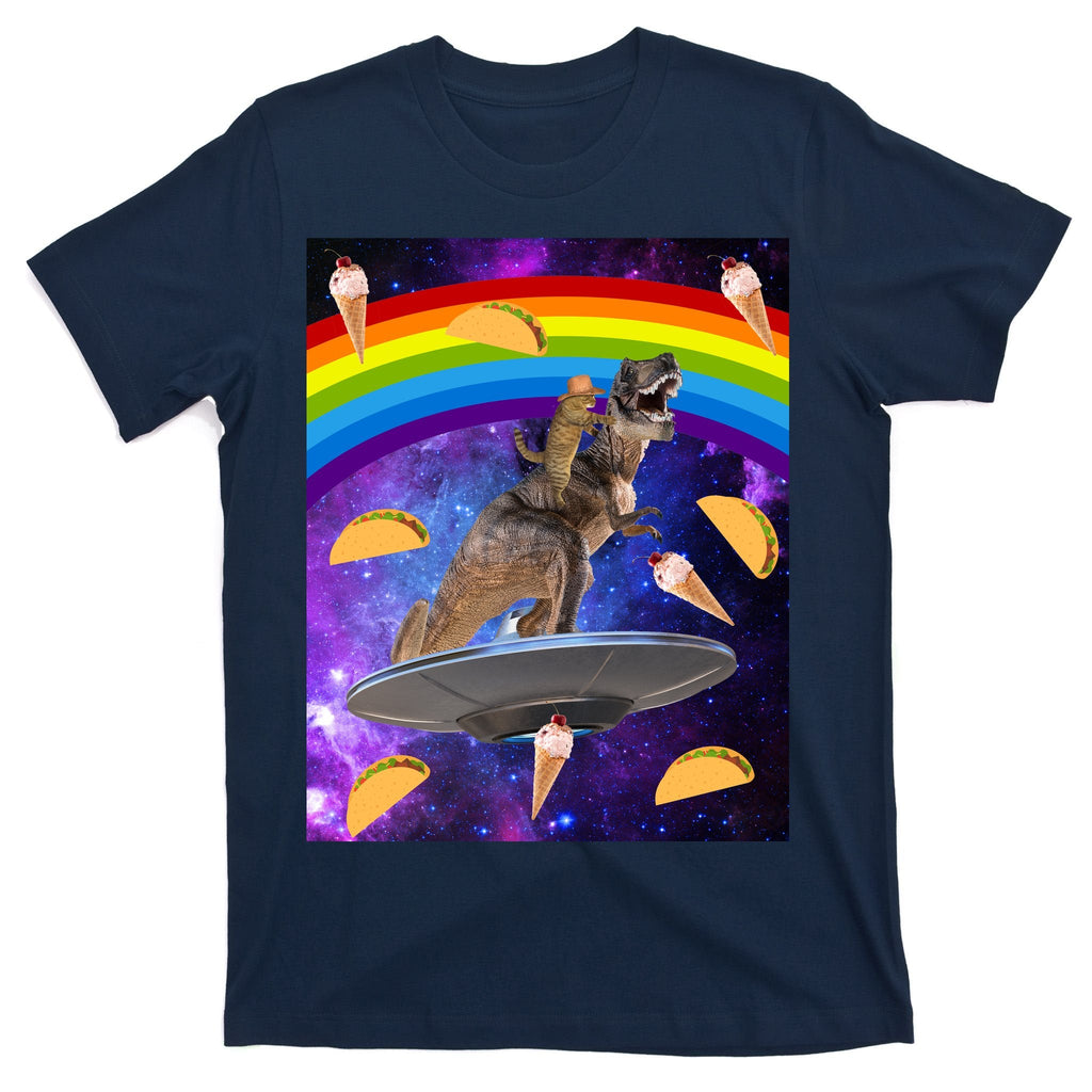 Taco Kitty Riding T-Rex Rainbow Space Cat T-Shirt product image 1