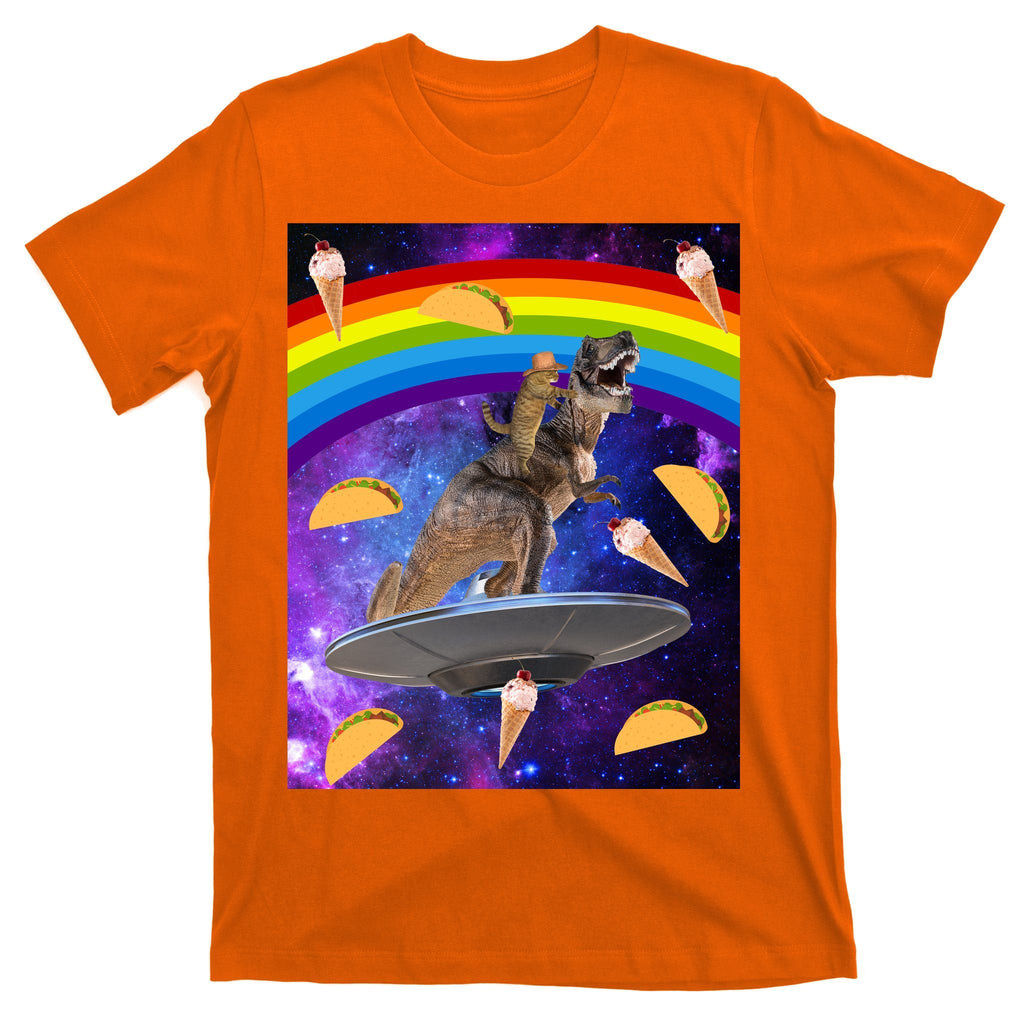 Taco Kitty Riding T-Rex Rainbow Space Cat T-Shirt product image 5