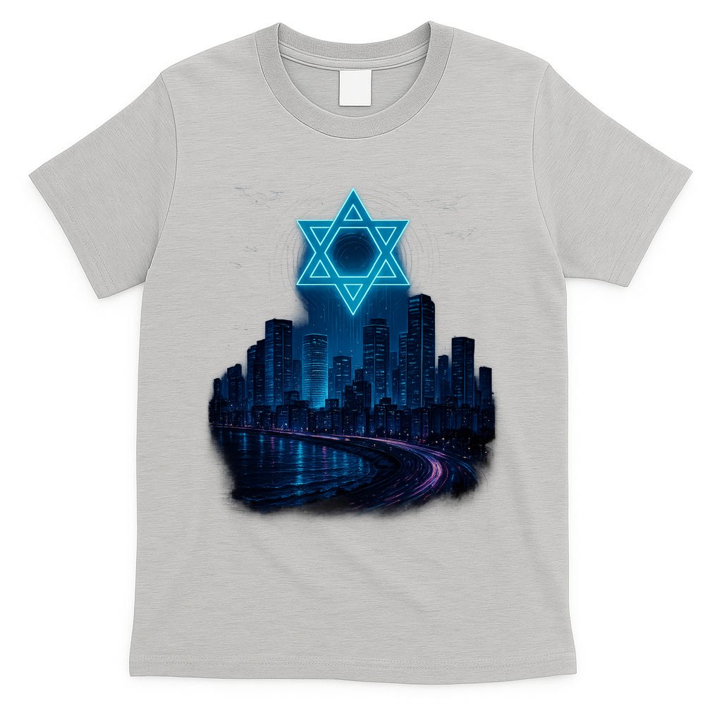 Tel Aviv Neon Futuristic T-Shirt product image 5