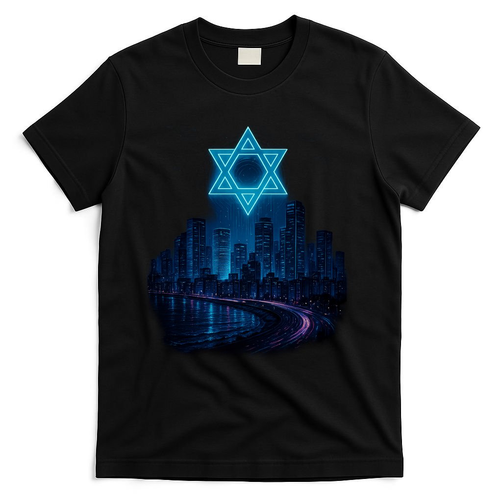 Tel Aviv Neon Futuristic T-Shirt product image 4