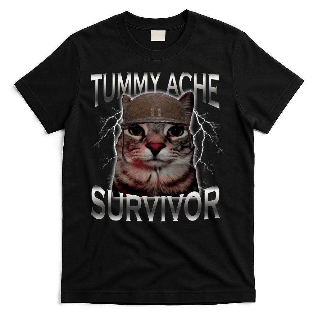 Tummy Ache Survivor Cat Meme Funny Saying Animals T-Shirt product image 4