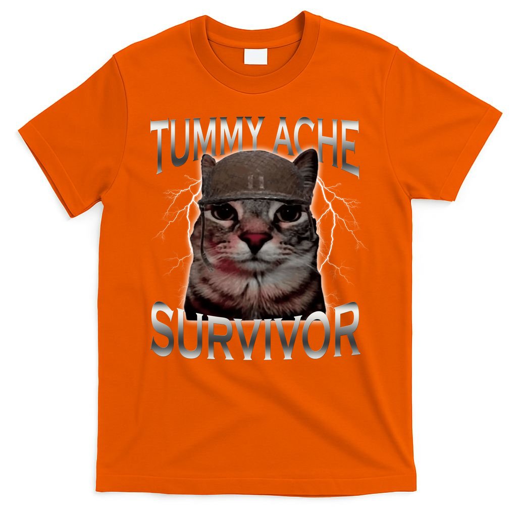 Tummy Ache Survivor Cat Meme Funny Saying Animals T-Shirt product image 3