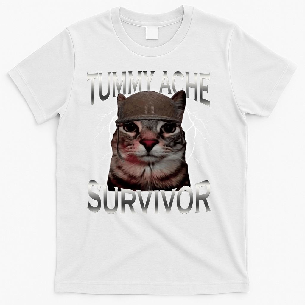 Tummy Ache Survivor Cat Meme Funny Saying Animals T-Shirt product image 6