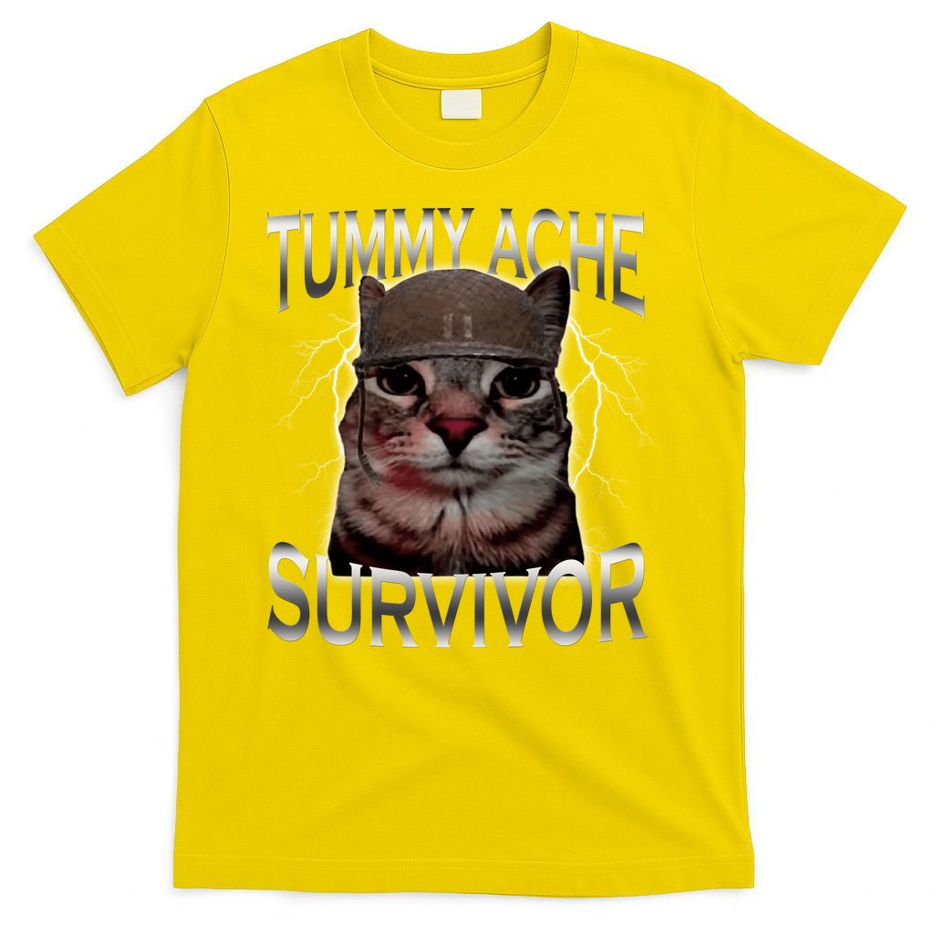Tummy Ache Survivor Cat Meme Funny Saying Animals T-Shirt product image 2