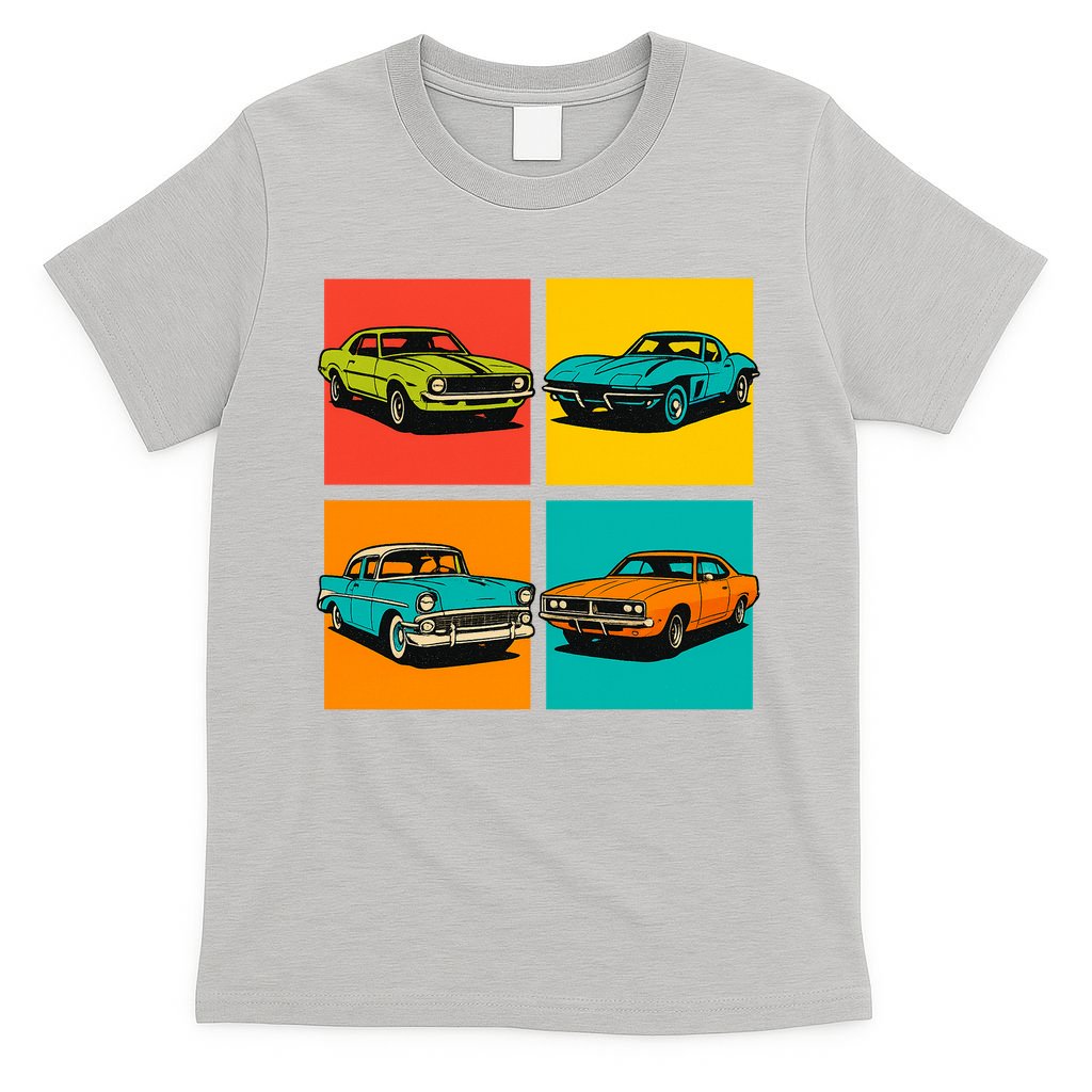 Vintage Classic Muscle Cars Pop Art Design T-Shirt product image 5