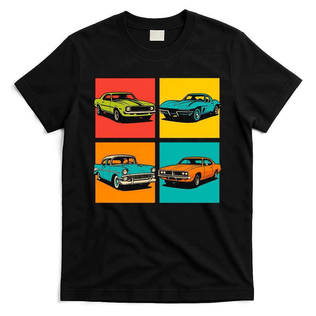 Vintage Classic Muscle Cars Pop Art Design T-Shirt product image 4