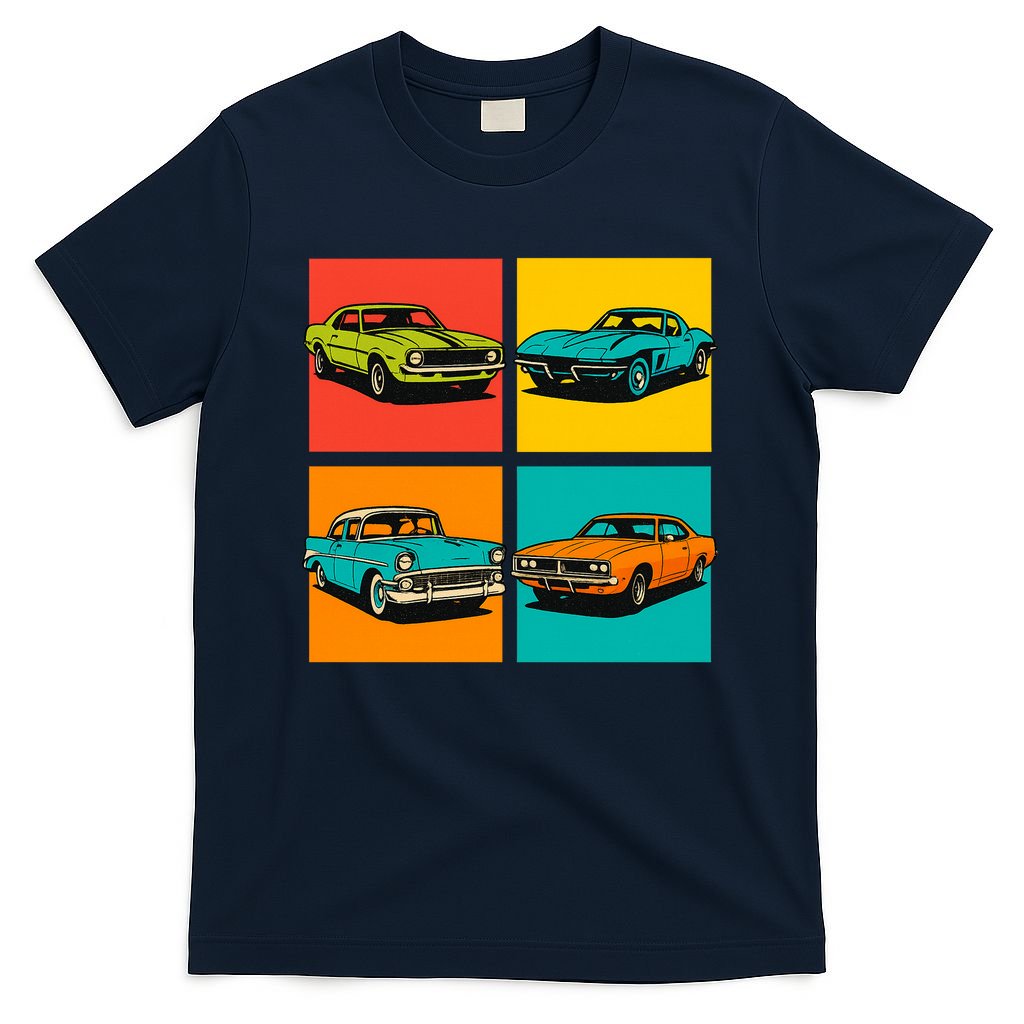 Vintage Classic Muscle Cars Pop Art Design T-Shirt product image 1