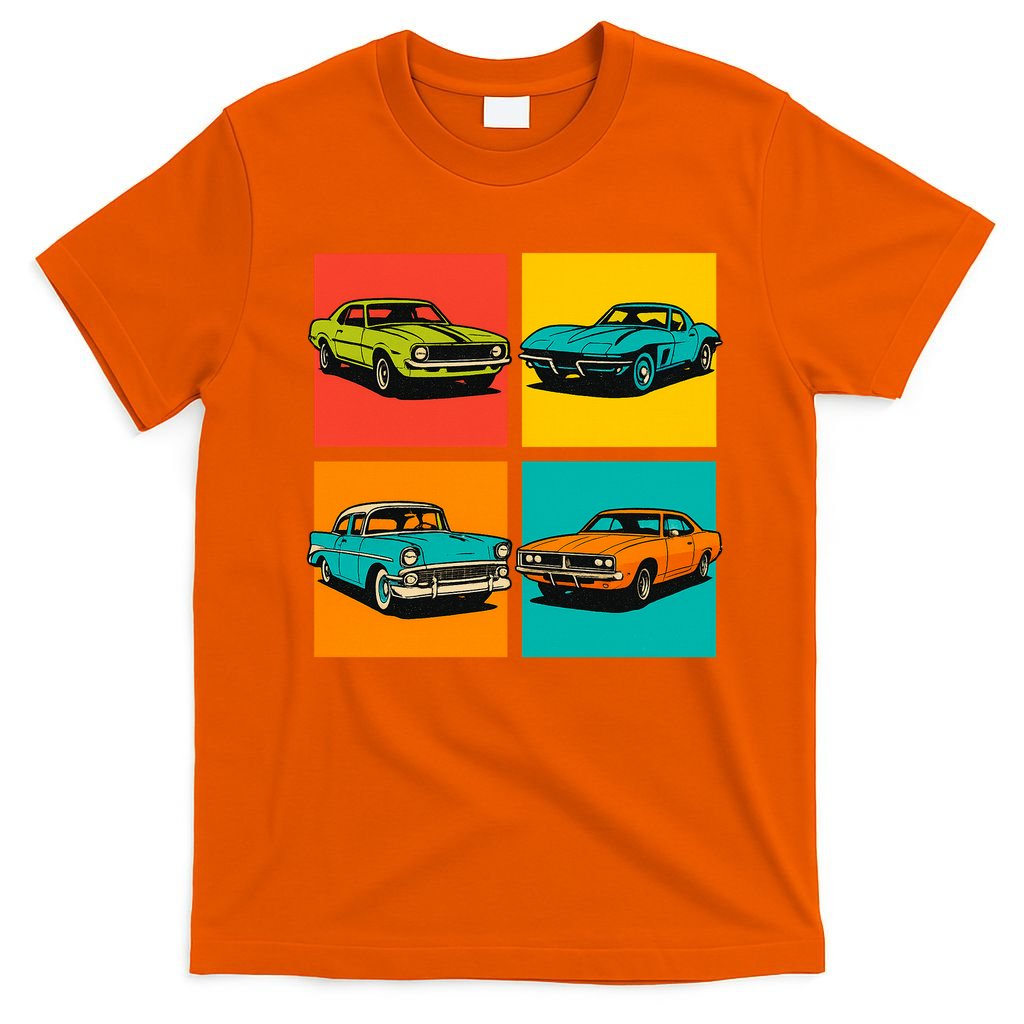 Vintage Classic Muscle Cars Pop Art Design T-Shirt product image 3