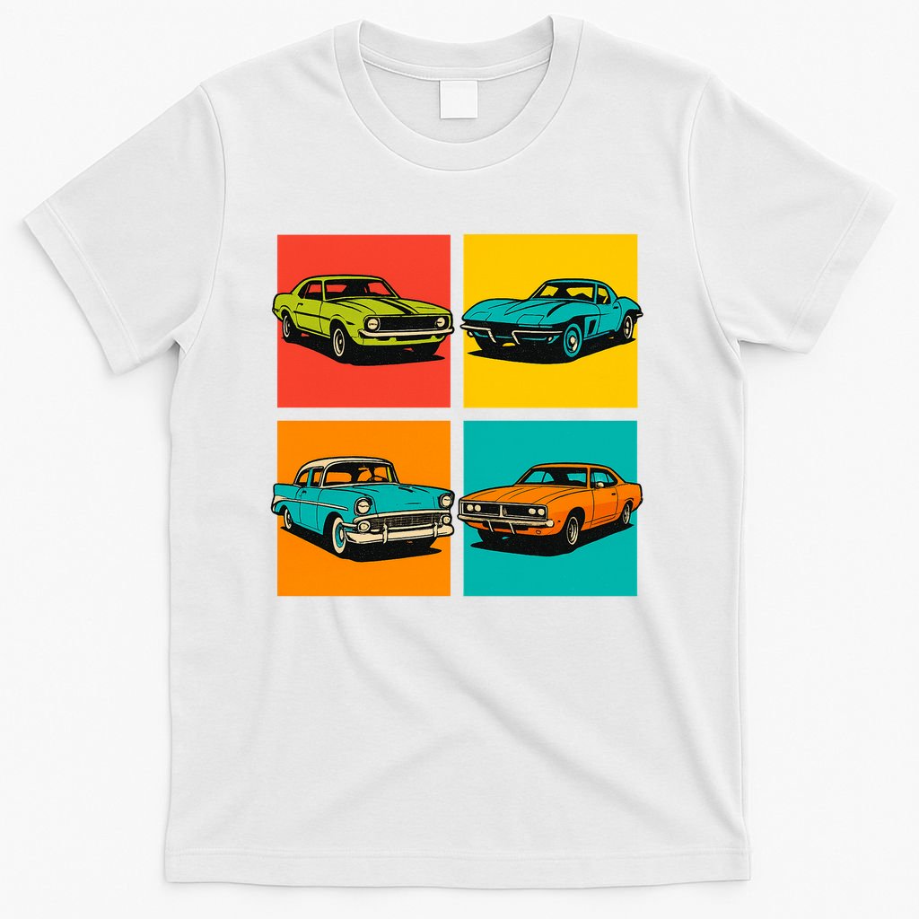 Vintage Classic Muscle Cars Pop Art Design T-Shirt product image 6