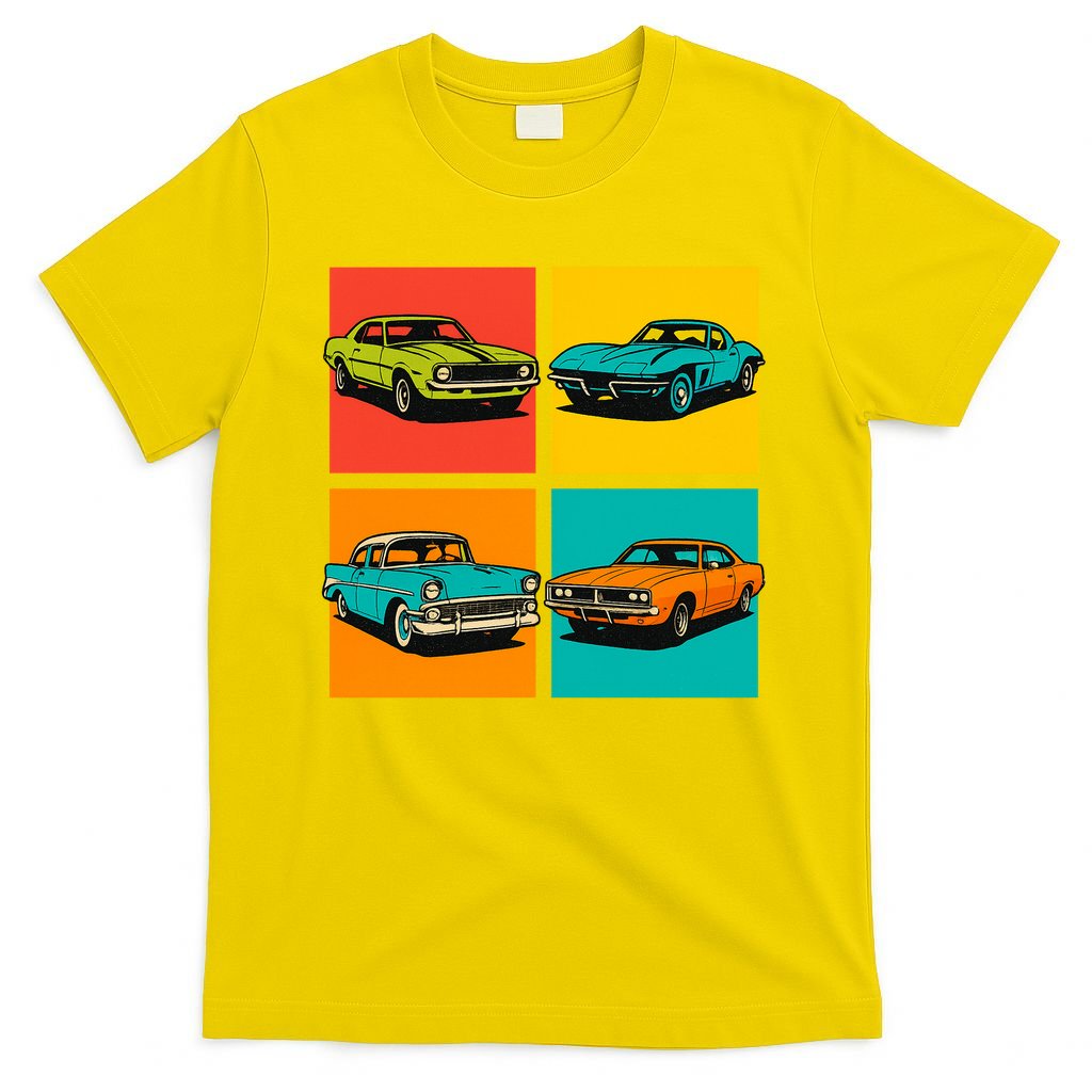 Vintage Classic Muscle Cars Pop Art Design T-Shirt product image 2