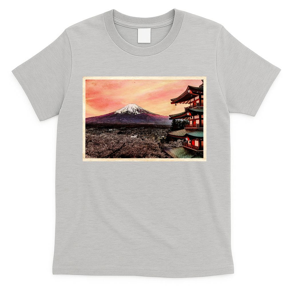 Vintage Japanese Mt. Fuji Pagoda and Cherry Blossoms T-Shirt product image 9