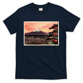 Vintage Japanese Mt. Fuji Pagoda and Cherry Blossoms T-Shirt product image 1