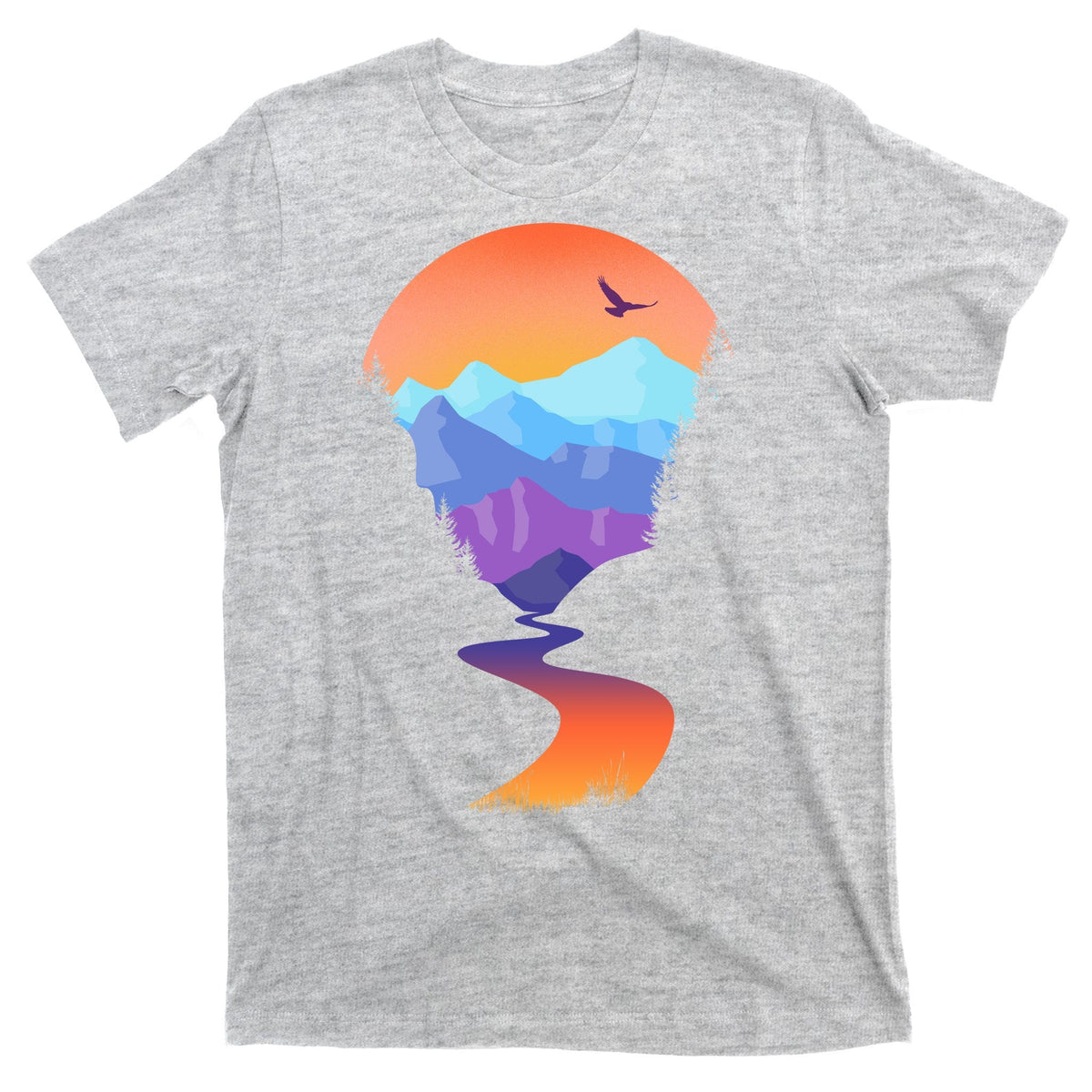 Vintage Sunset Mountain River T-Shirt product image 9