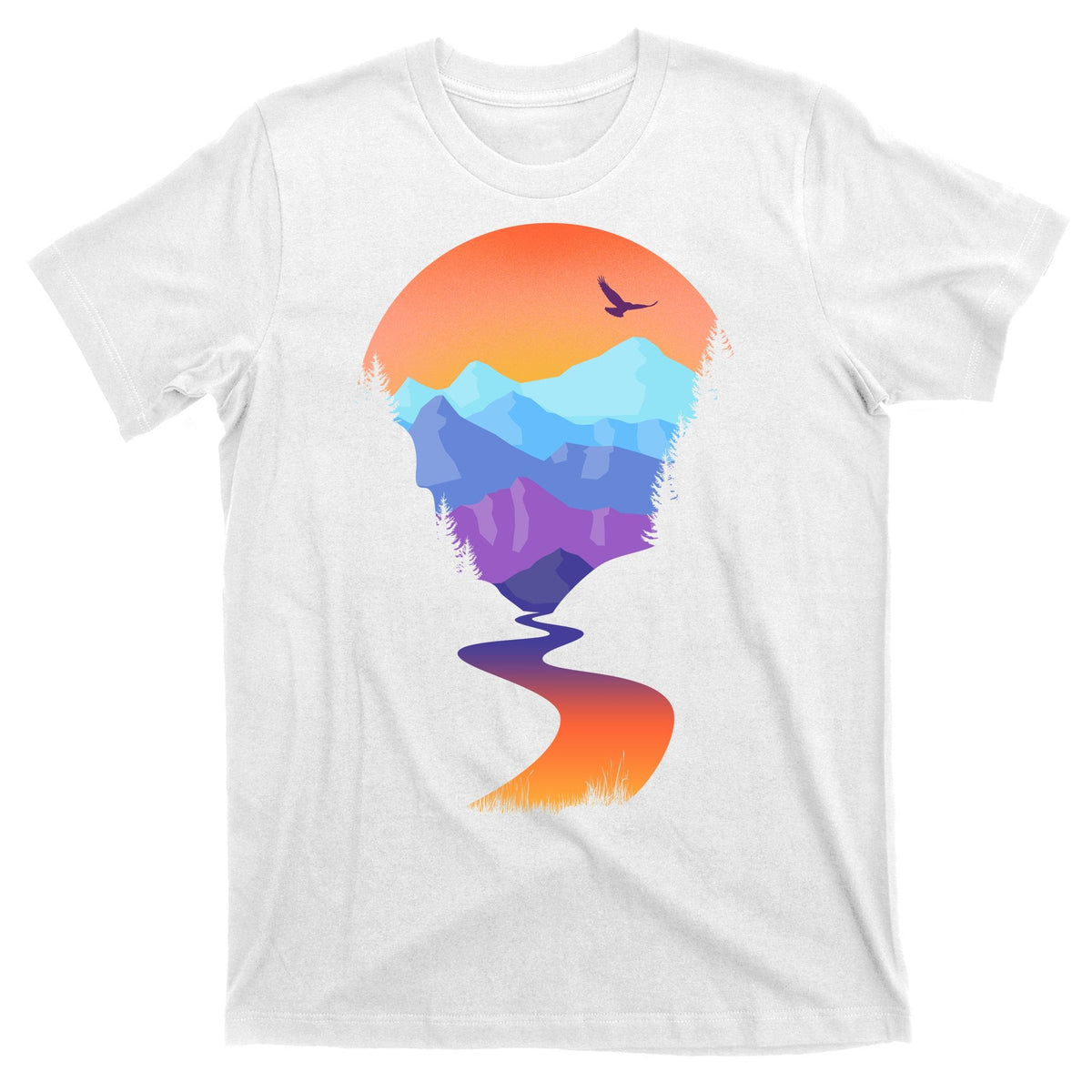 Vintage Sunset Mountain River T-Shirt product image 11