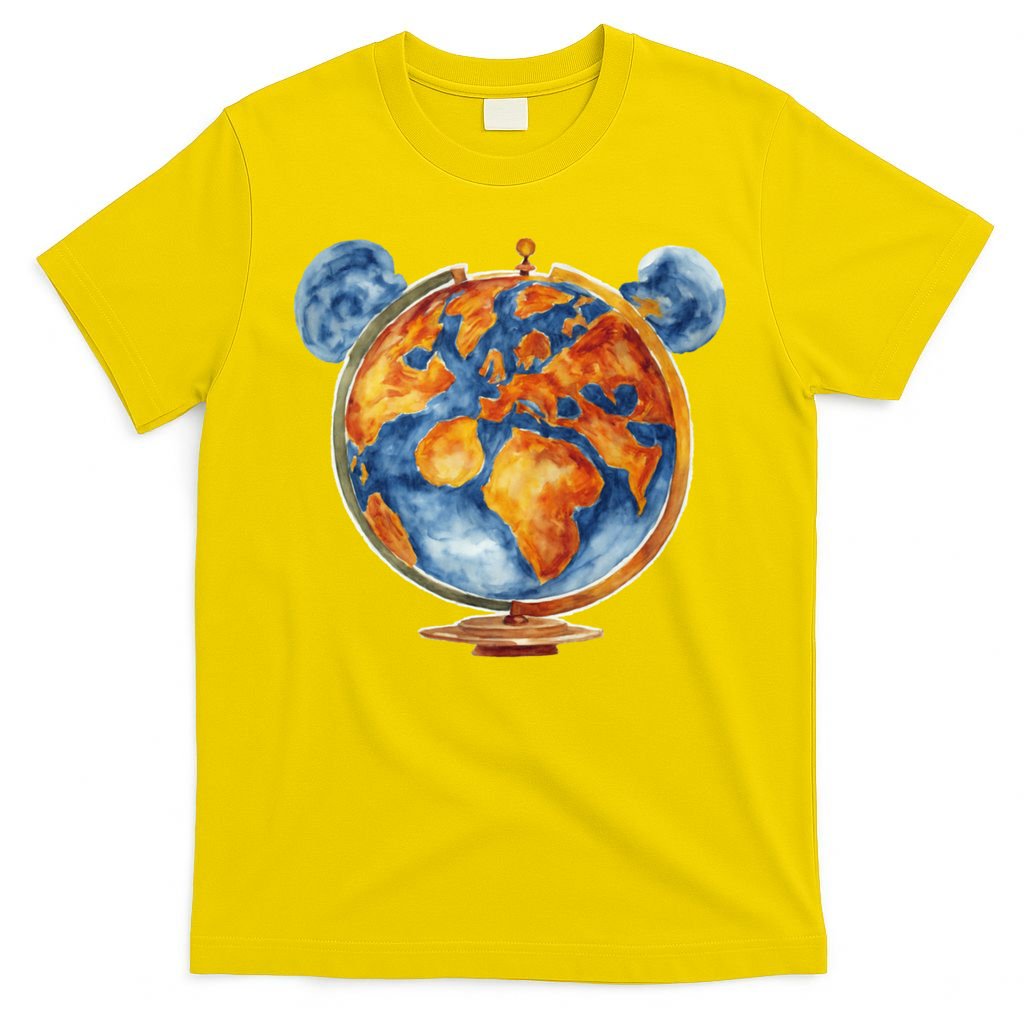 Watercolor Mouse Earth World Globe T-Shirt product image 3
